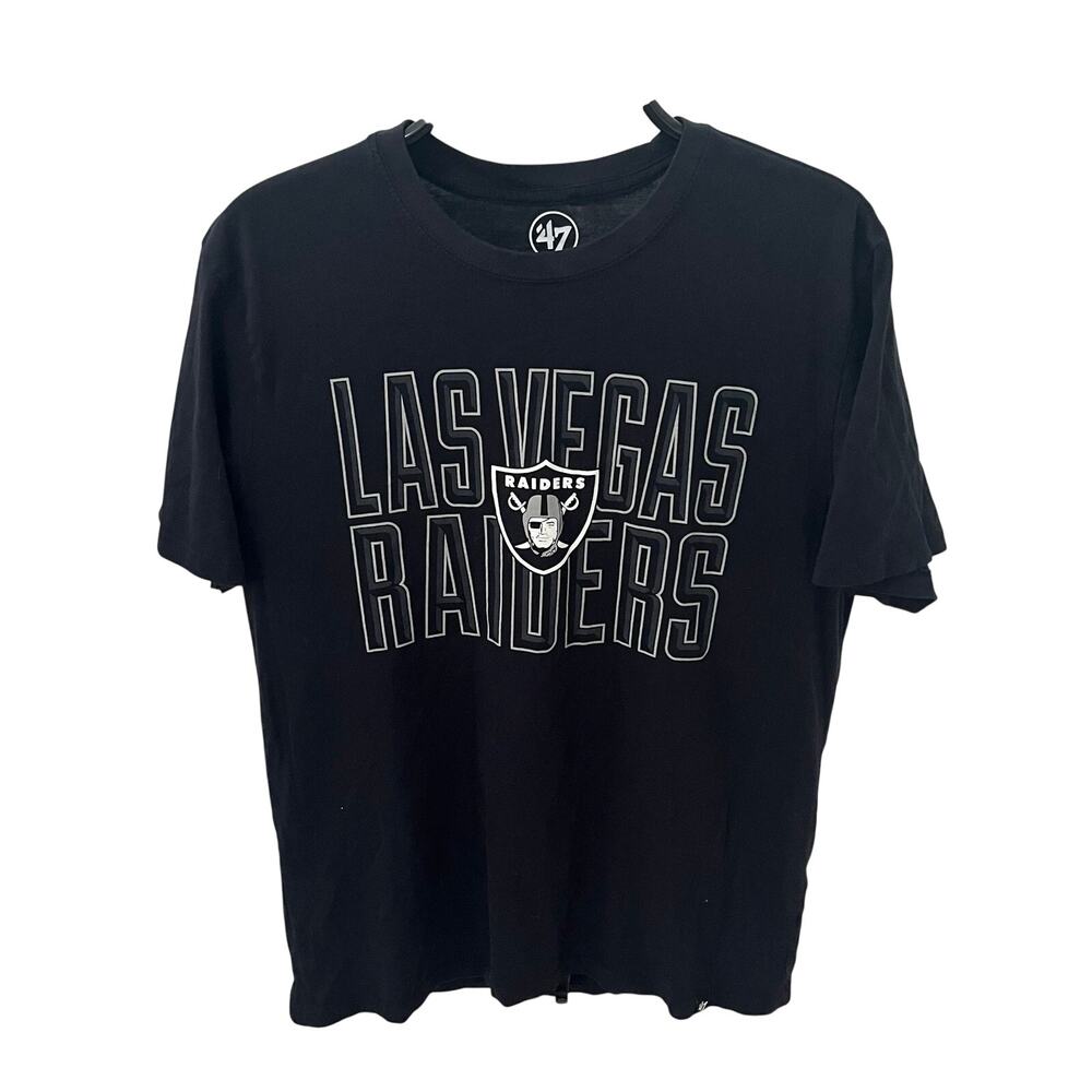 '47 Brand Las Vegas Raiders T-Shirt Men's Sz Large Black Crew Neck NFL Football